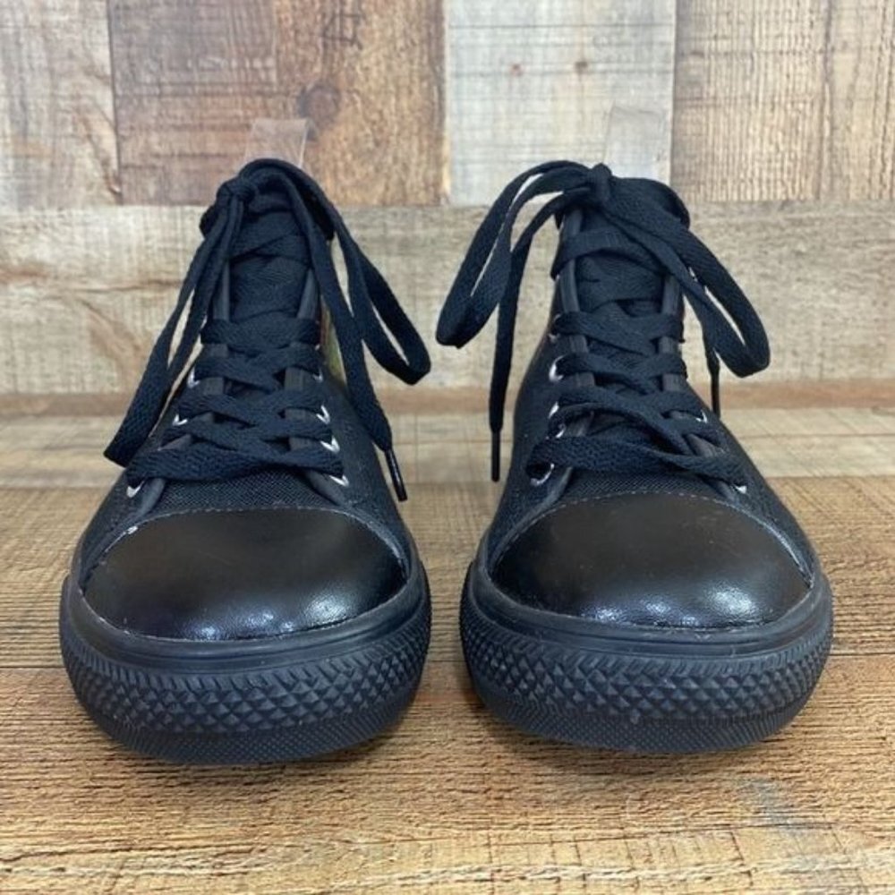 Black Multicolor Puppy Print Bootie Sneakers Womens 7 Lace Up - Picture 3 of 13